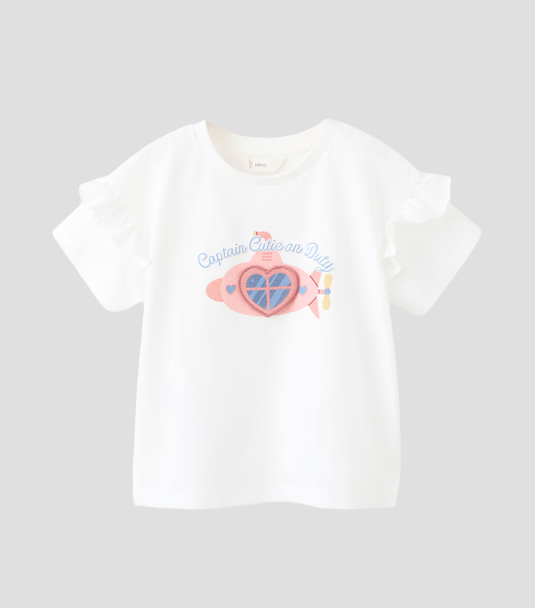 Playera cuello redondo manga corta estampada Niña